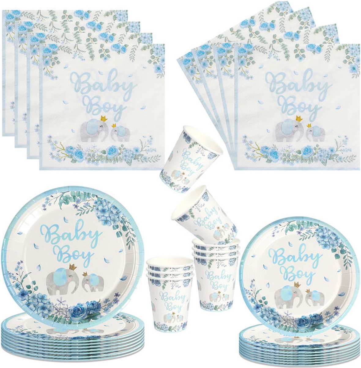 Deludere partyset Baby Boy 40 stuks blauw