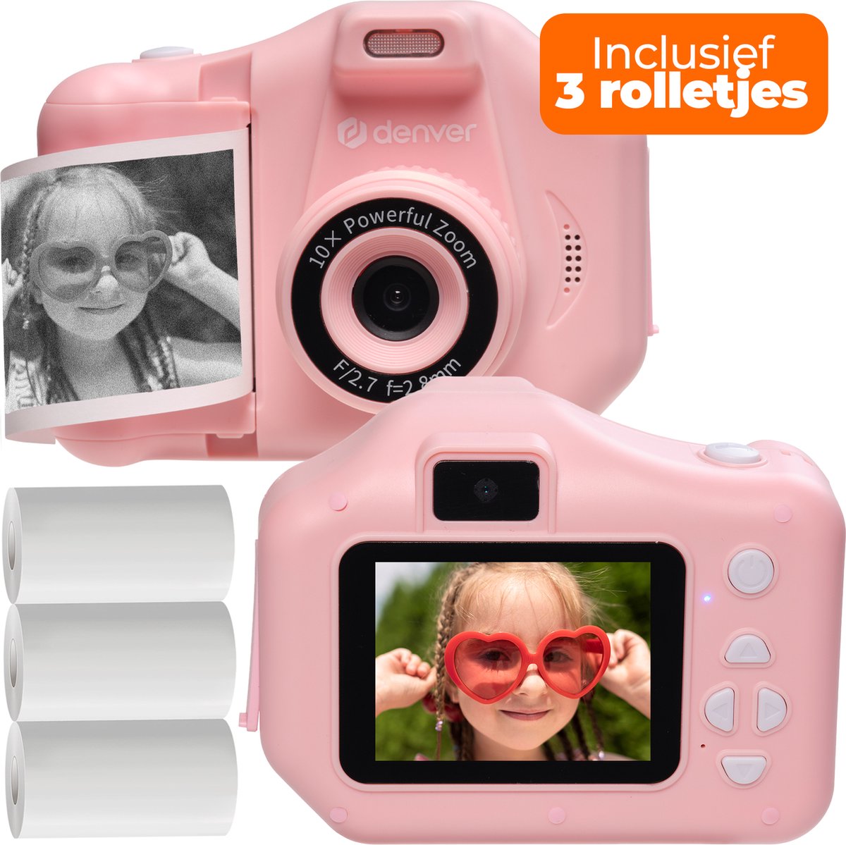   Kindercamera Full HD met Printer - Selfie Camera - 48MP - Digitale Camera Kinderen - Foto en Video - Spelletjes - KPC1370 - Roze