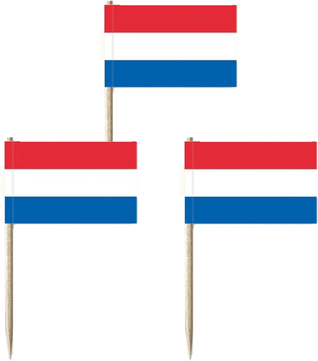 Depa Cocktailprikkers - vlag Nederland - 100x stuks - 7 cm - Vlaggetjes Holland