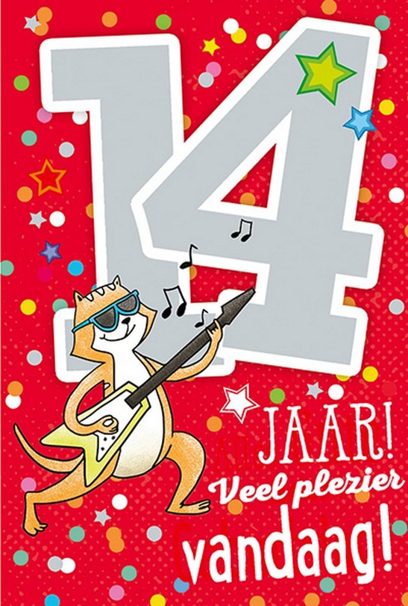 Cijferkaart met muziek 14 Jaar! Veel plezier vandaag!