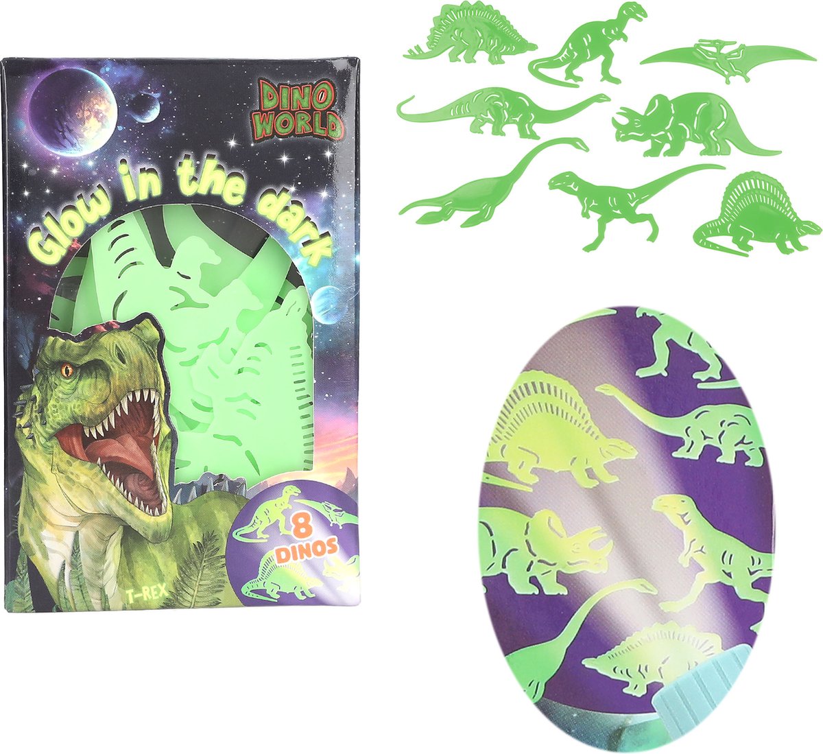   - Dino World glow in the dark stickers
