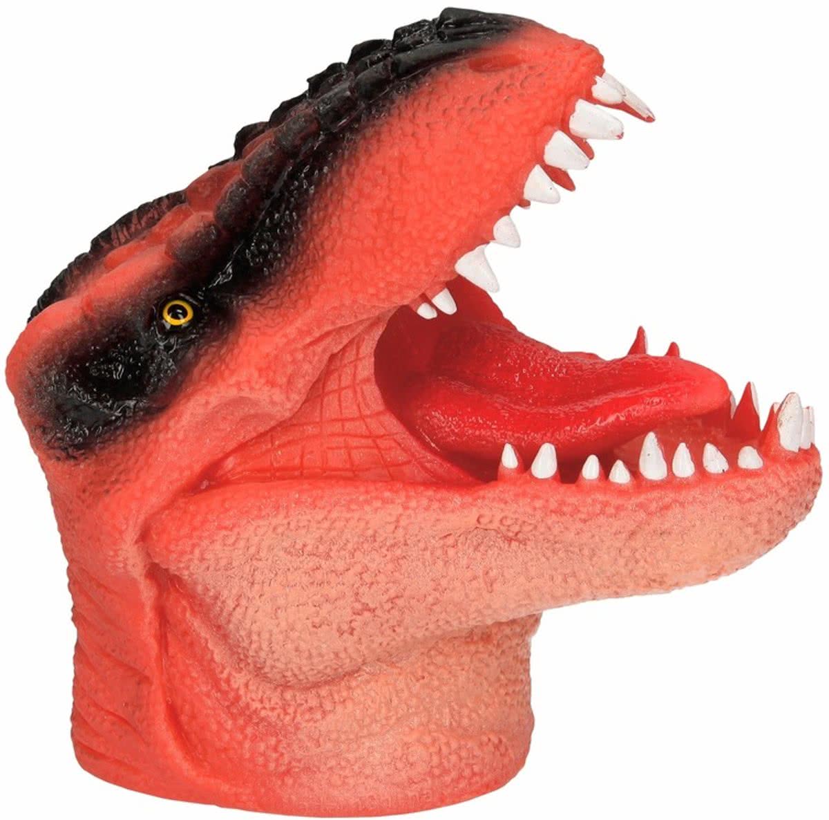 Dino World latex handpop oranje 14 cm