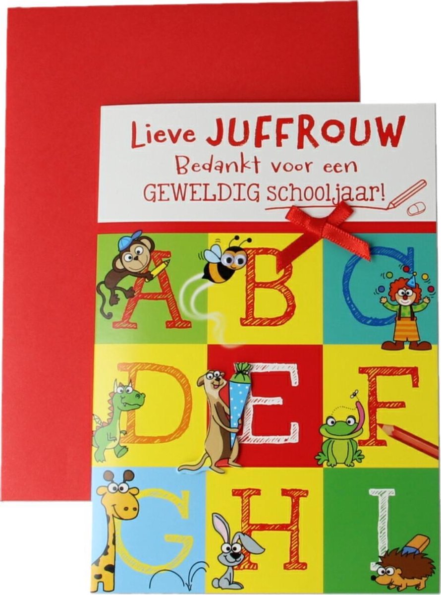 Kaart Lieve Juffrouw Bedankt voor een Geweldig Schooljaar! Letters