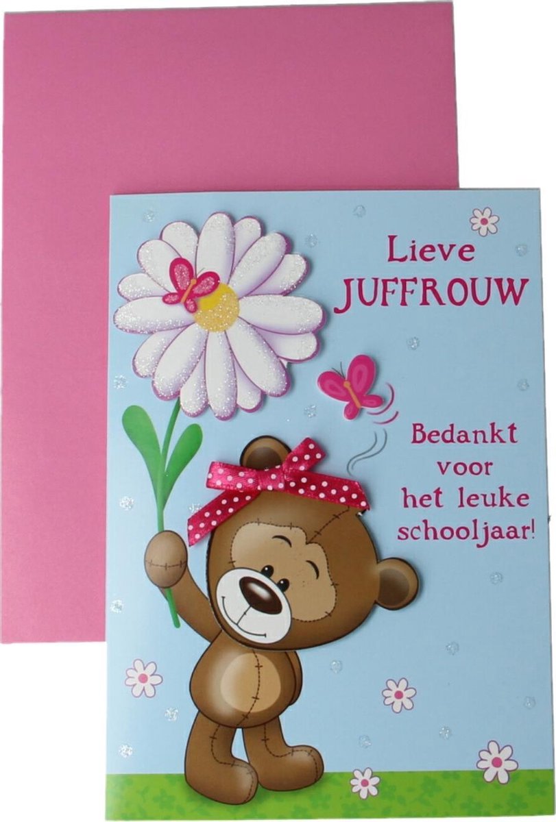 Kaart Lieve Juffrouw Bedankt voor het Leuke Schooljaar! Beertje