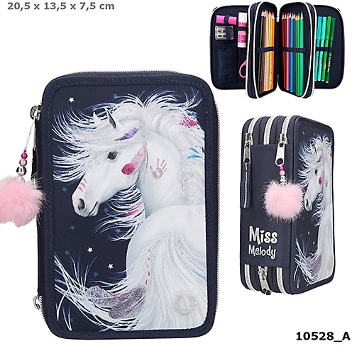 Miss Melody 3-vaks etui, gevuld met LED, blauw