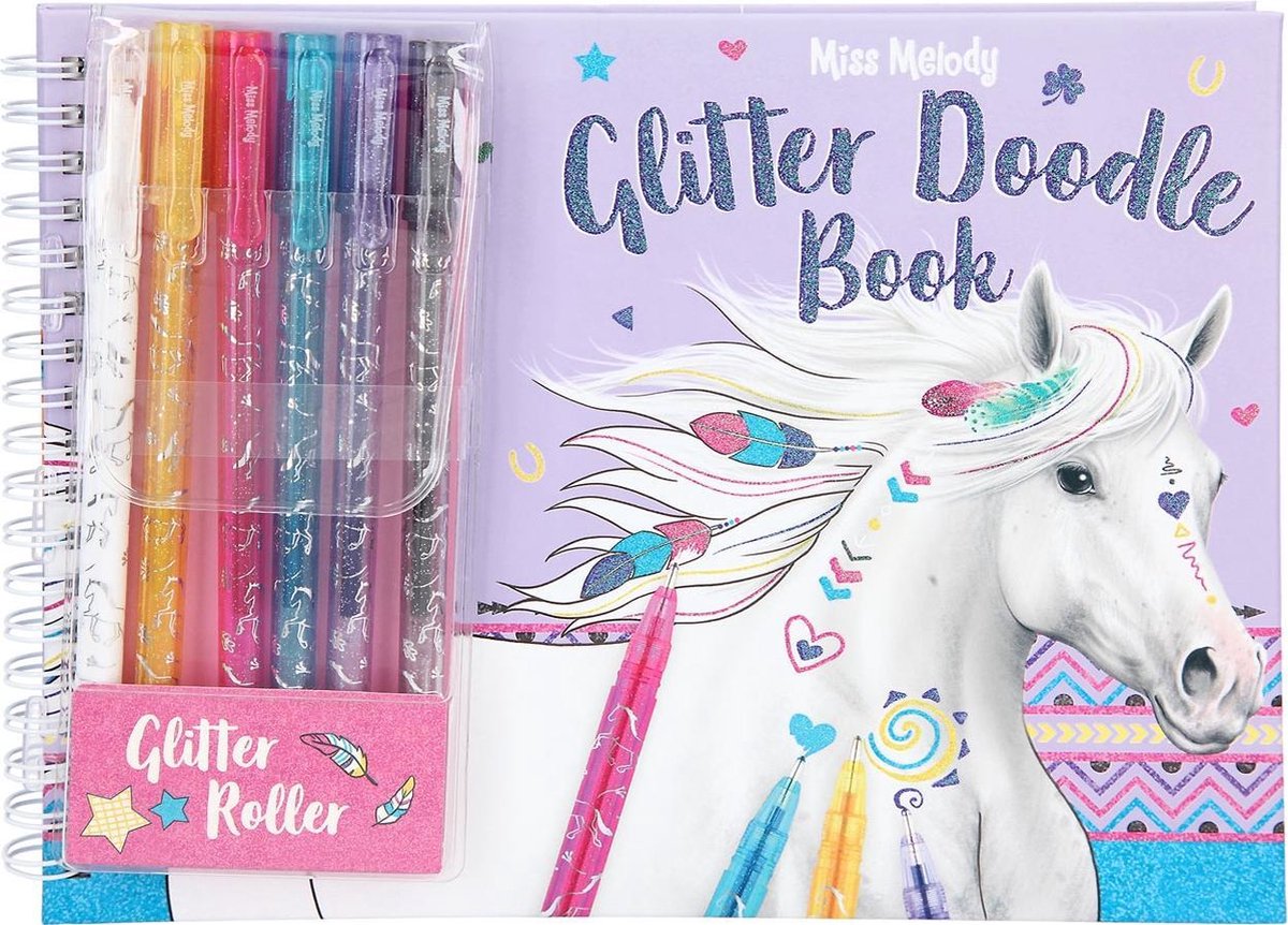 Miss Melody glitter Doodle Book met stiften