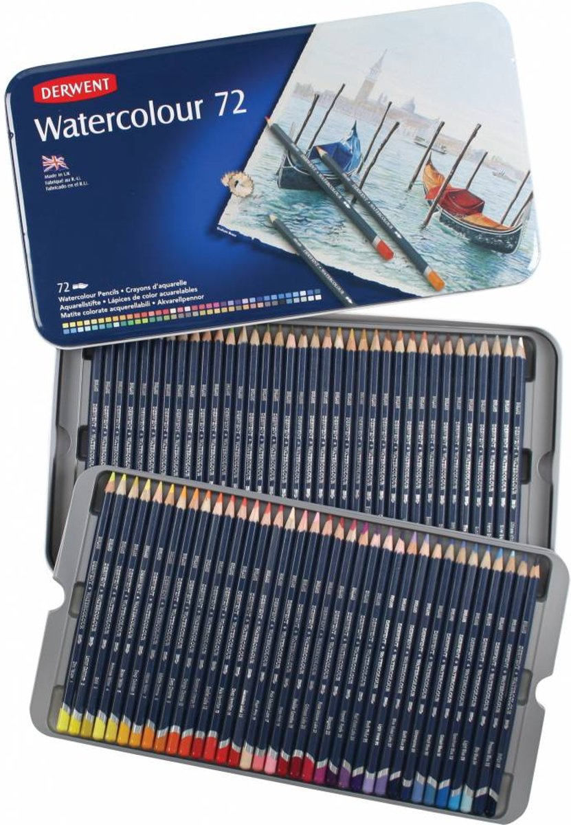  Watercolour 72 aquarelpotloden in blik