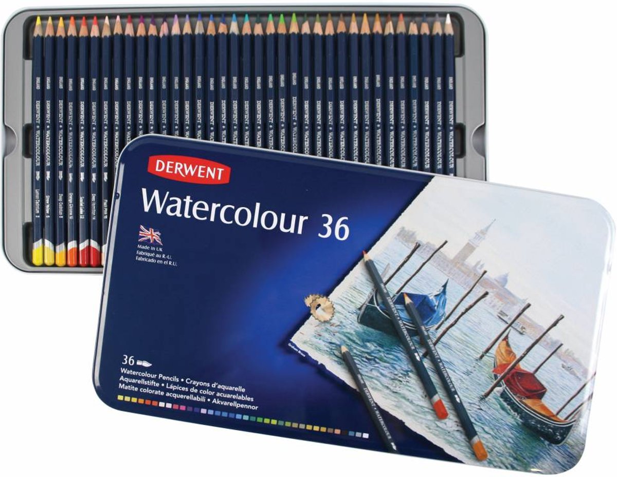 Derwent Watercolour potloden assorti in blik 36 stuks