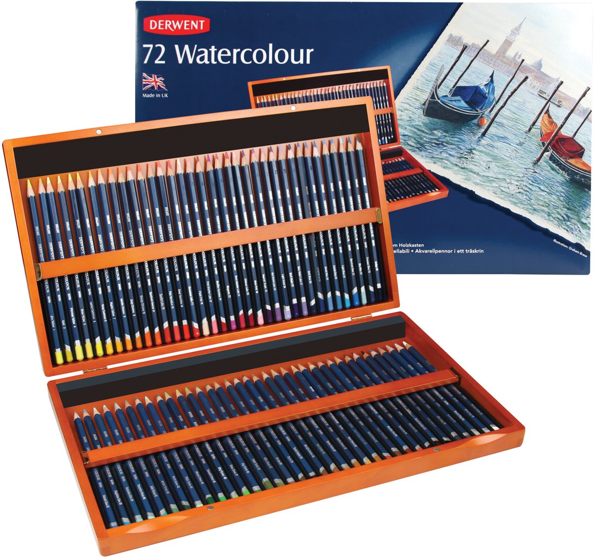   Watercolour potloden assorti in houten kist 72 stuks