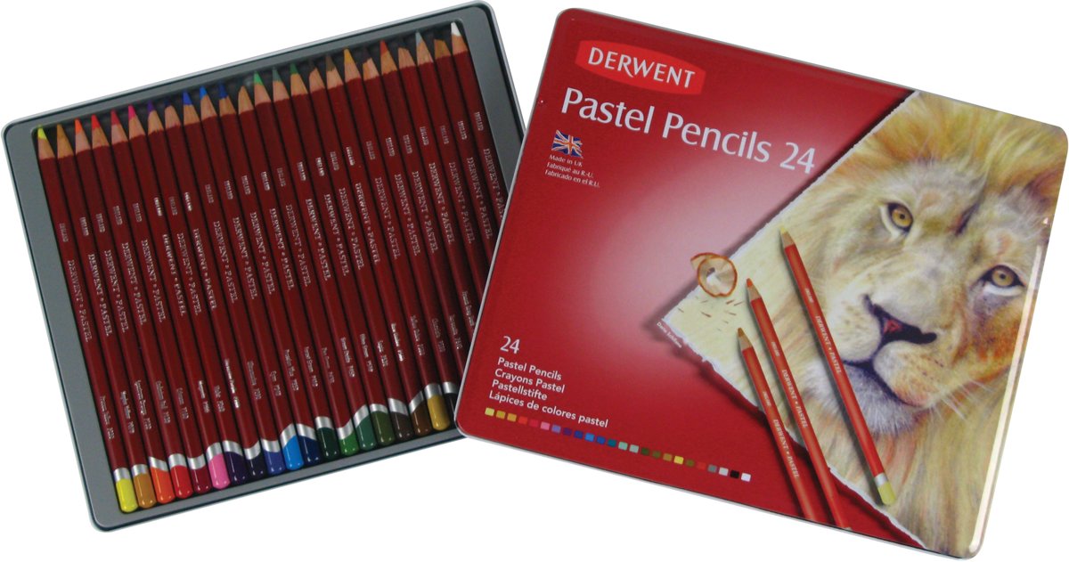 Derwent pastel potloden assorti in blik 24 stuks