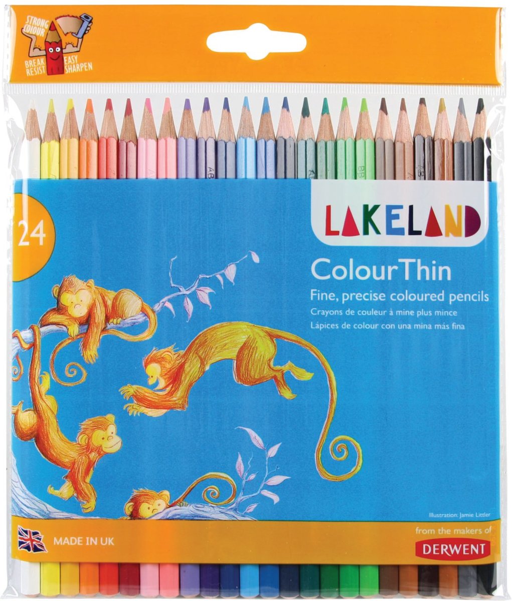 Lakeland kleurpotlood Colourthin, blister van 24 stuks in geassorteerde kleuren