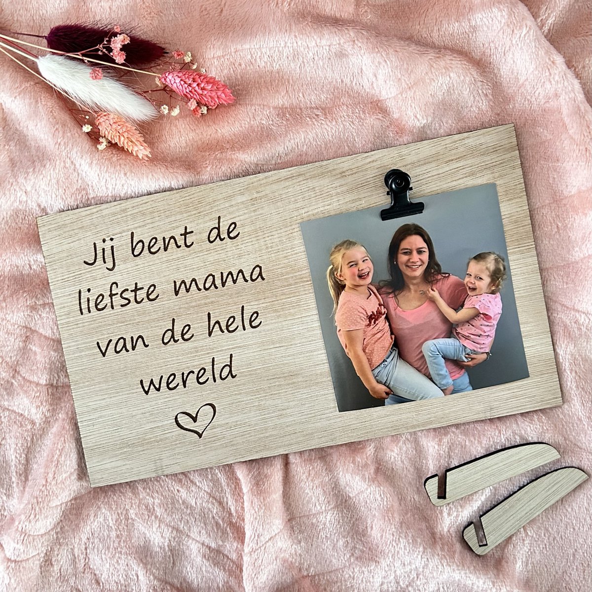 Design407 - Foto Clip Liefste Mama - 24 x 14 cm - Hout - Moeder - Cadeau voor Haar - Moederdag - Verjaardag cadeau - Gift - Cadeautje - Moederdag cadeautje - Cadeau voor mama