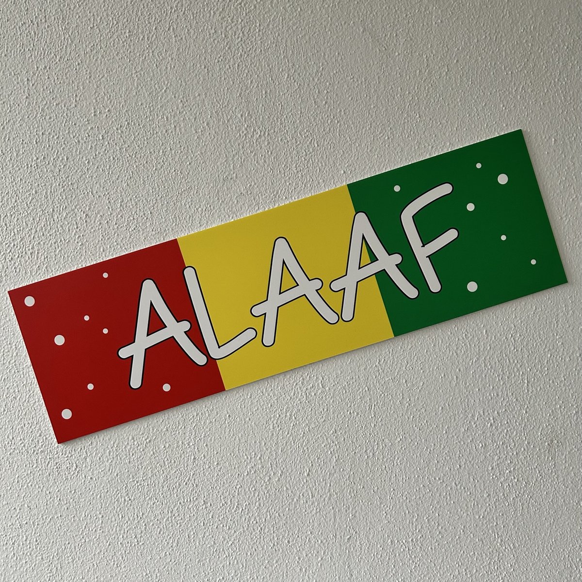 Design407.nl - Bord Alaaf 60 x 18cm -Faombord - Rood Geel Groen - Carnaval - Vastelaovend - Carnaval decoratie - Carnaval accessoires - Carnaval versiering - Limburg