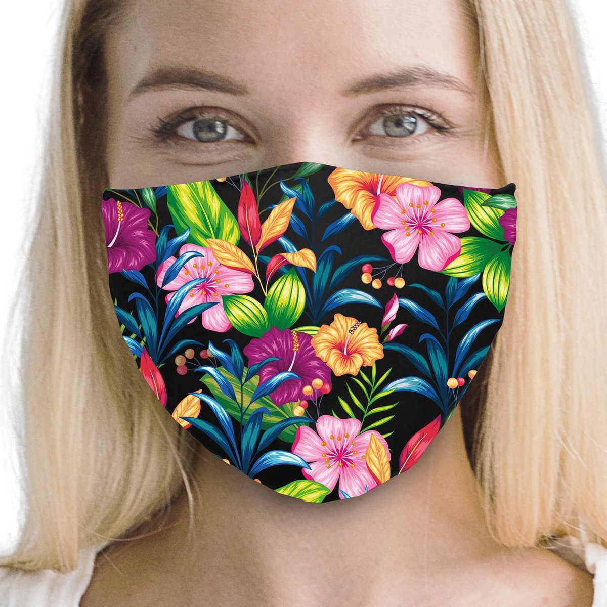 Mondkapje/Mondmasker Premium design Bloemen 4 met actieve antibacteriële zilvermembraan