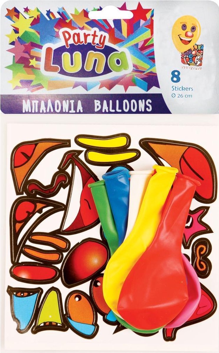 Diakakis Ballonnen Met Stickers 26 Cm Latex Multicolor 8 St.