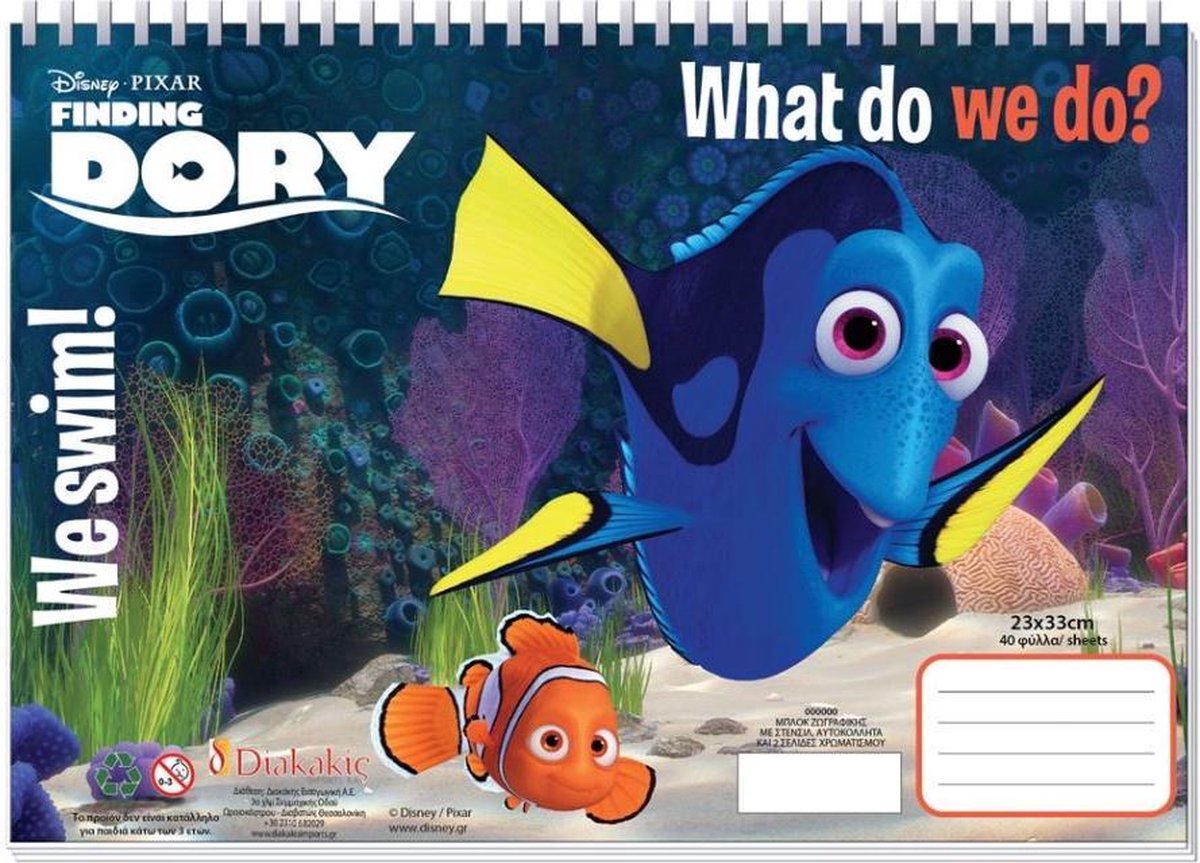 Diakakis Kleurboek Finding Dory Junior 33 Cm Papier Donkerblauw