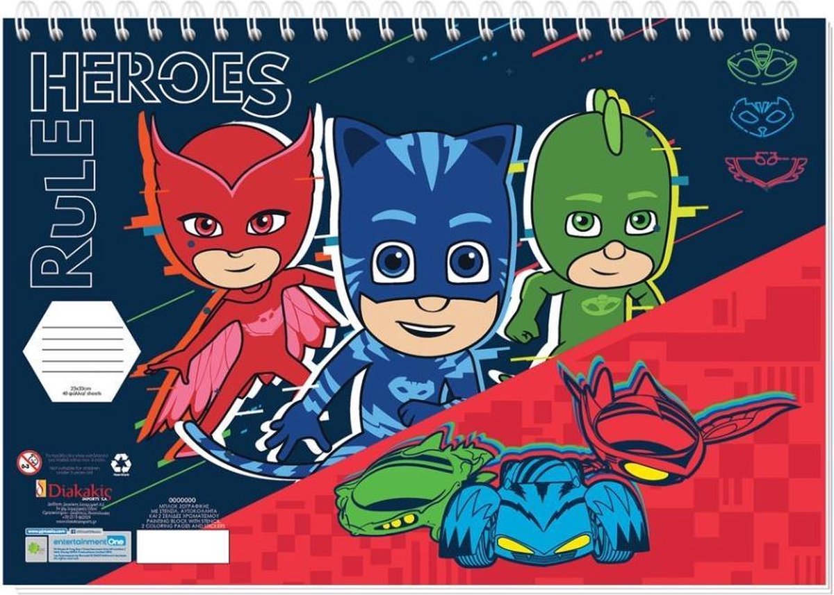 Diakakis Kleurboek Pj Masks Jongens 33 Cm Papier Blauw/rood