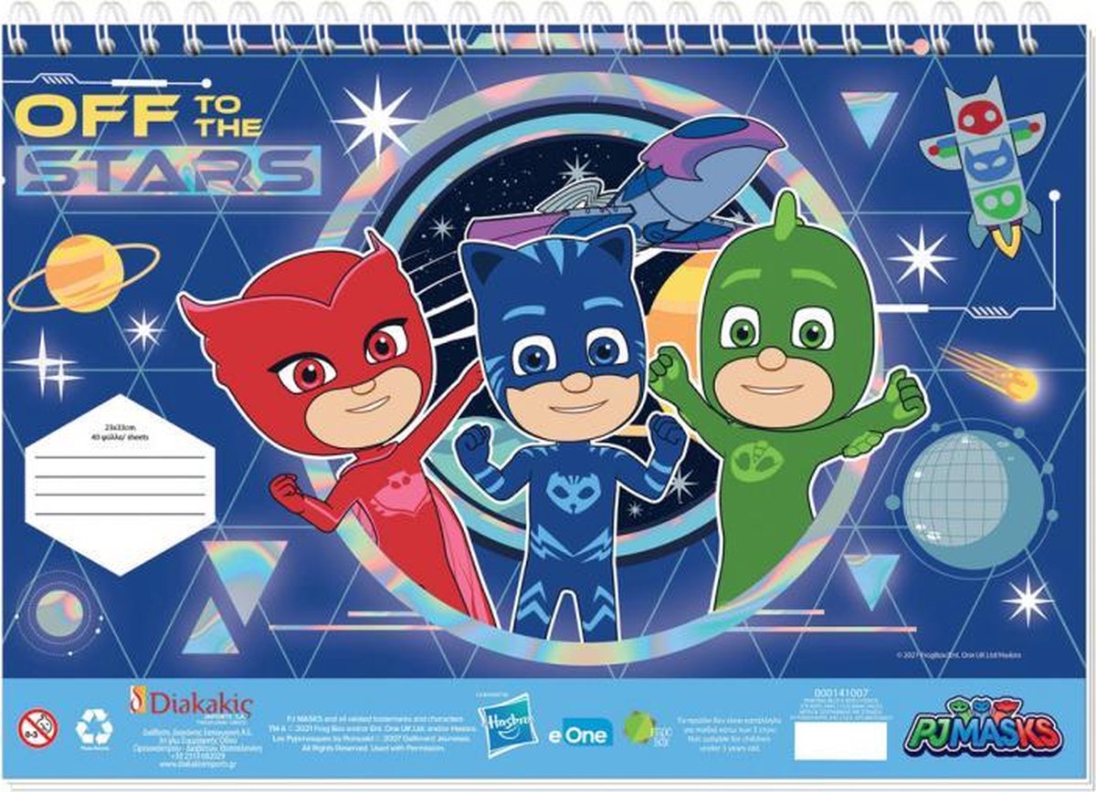 tekenblok PJ Masks 33 x 23 cm blauw 3-delig