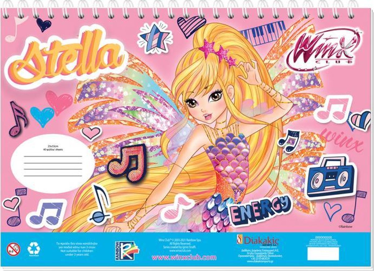 tekenblok Winx 33 x 23 cm lichtroze 40 paginas 3-delig