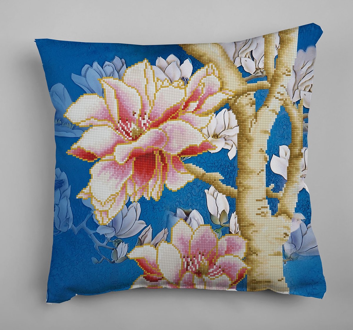 DD16.014 Diamond Dotz® - 45x45cm kussen Magnolias on blue 2