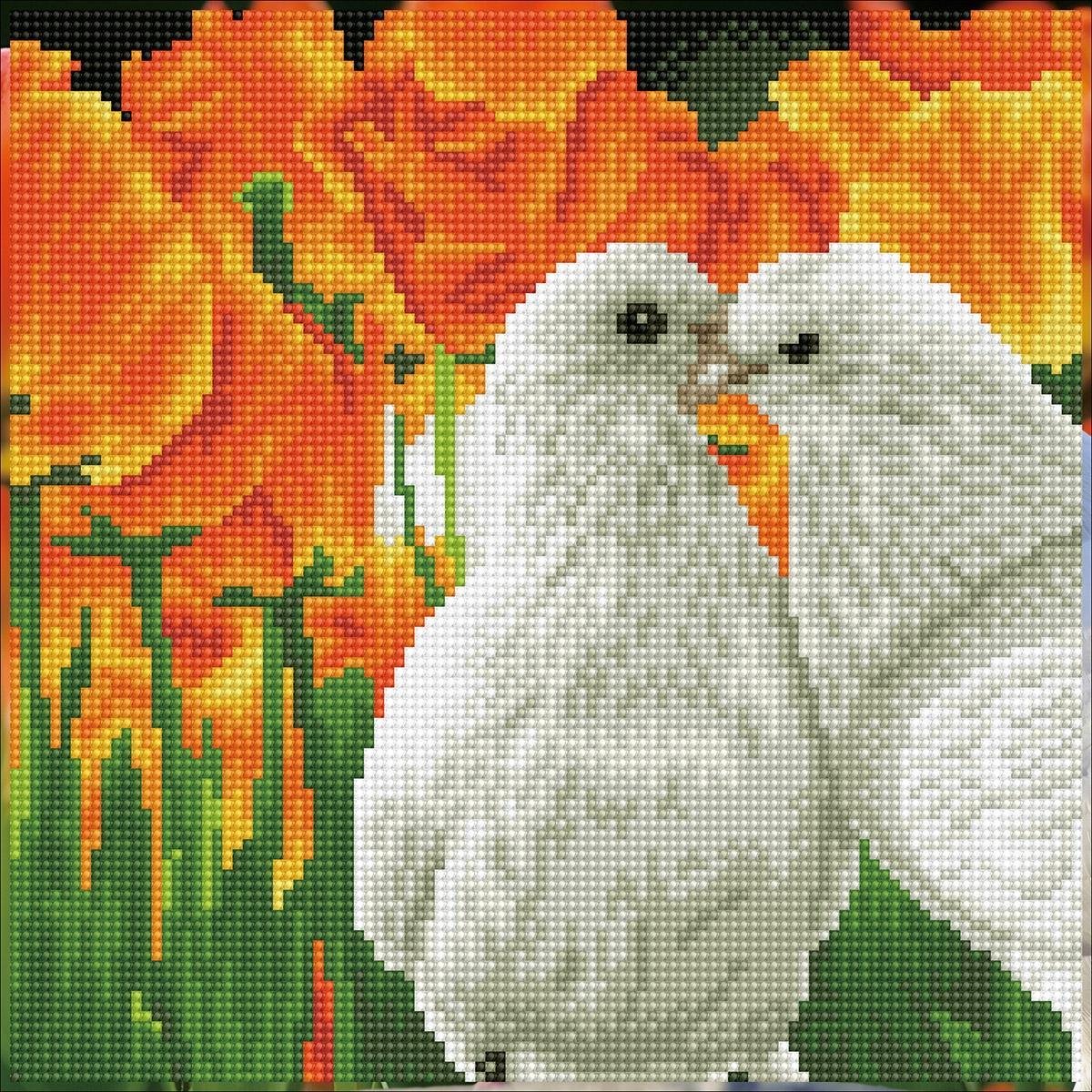 Kissing Doves  : 31x31 cm