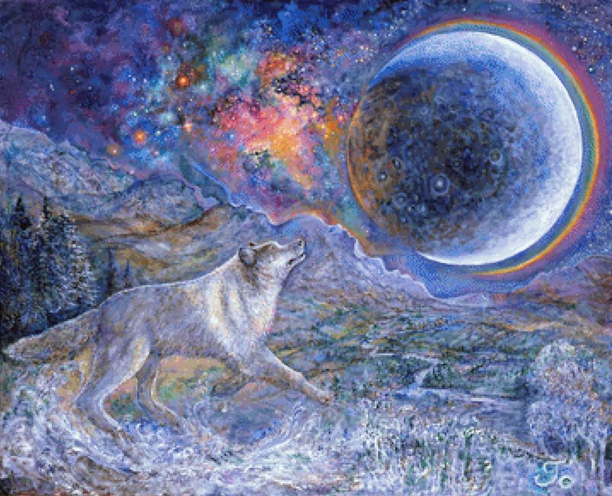 Josephine Wall, Luna , 90x72cm, 150 kleuren, vierkante stenen