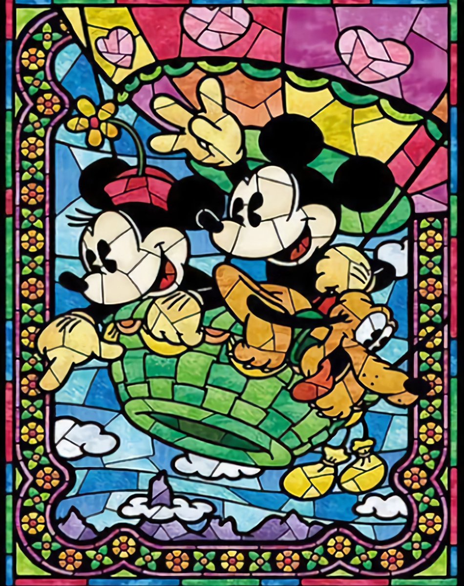 Diamond Painting Mickey&Minnie Mouse Luchtballon - RONDE steentjes - Soft canvas - Volledig pakket - 29 kleuren - 25x35cm - Diamond Painting kinderen - Diamond Painting volwassenen