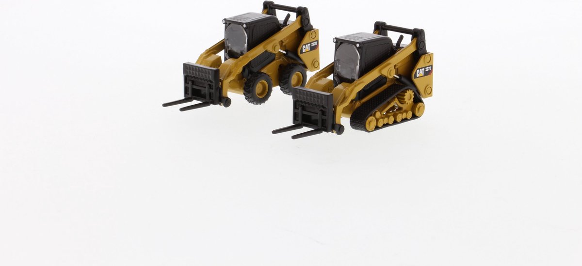 Cat 2722D2 SSL & Cat 297D MTL set van kompaktladers met accessoires - 1:64 - Diecast Masters