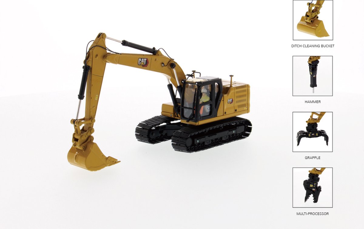 Cat 323 HEX Graafmachine met 4 stukken gereedschap - 1:50 - Diecast Masters