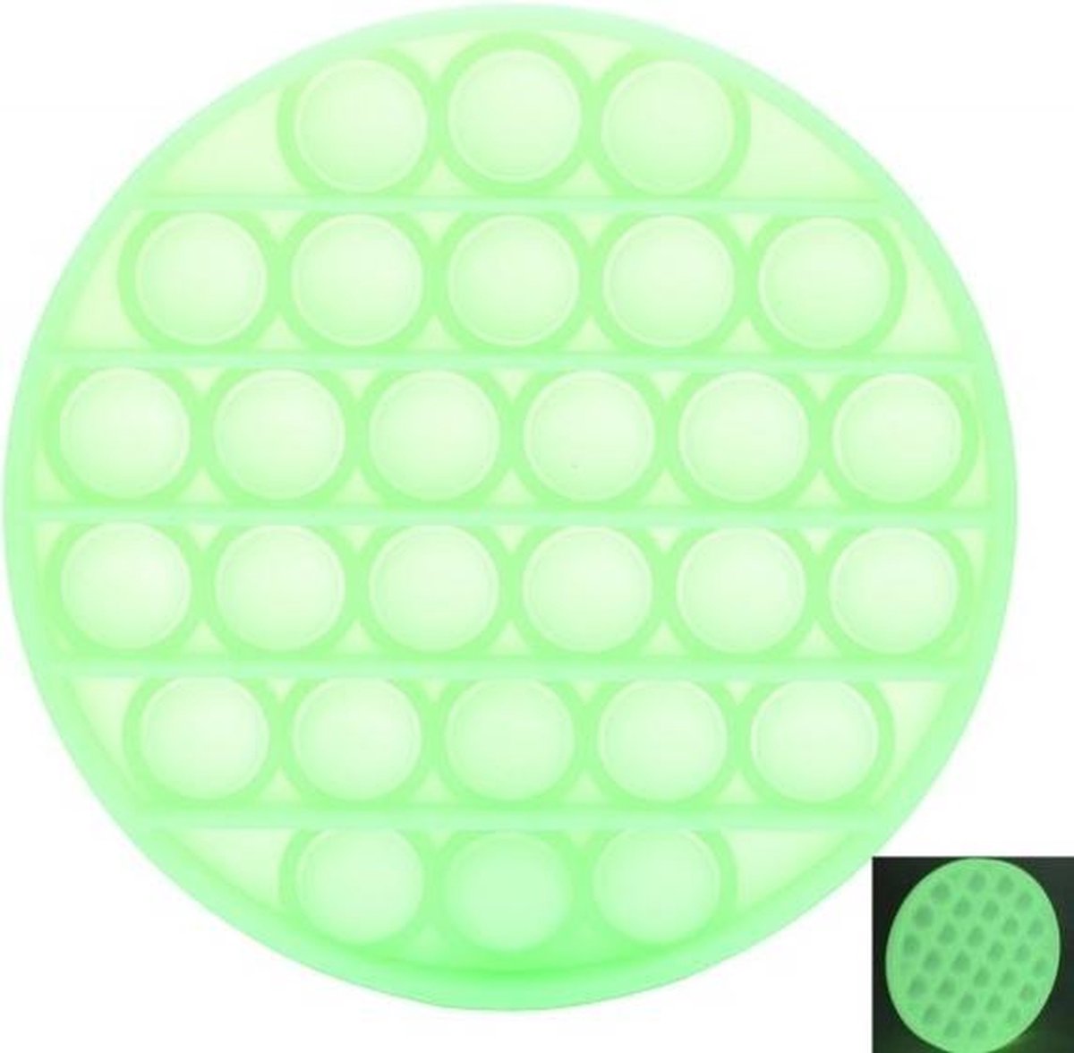 Dielay - Pop It - Fidget Toy - 12,5 cm - Glow in the Dark - Groen Rond