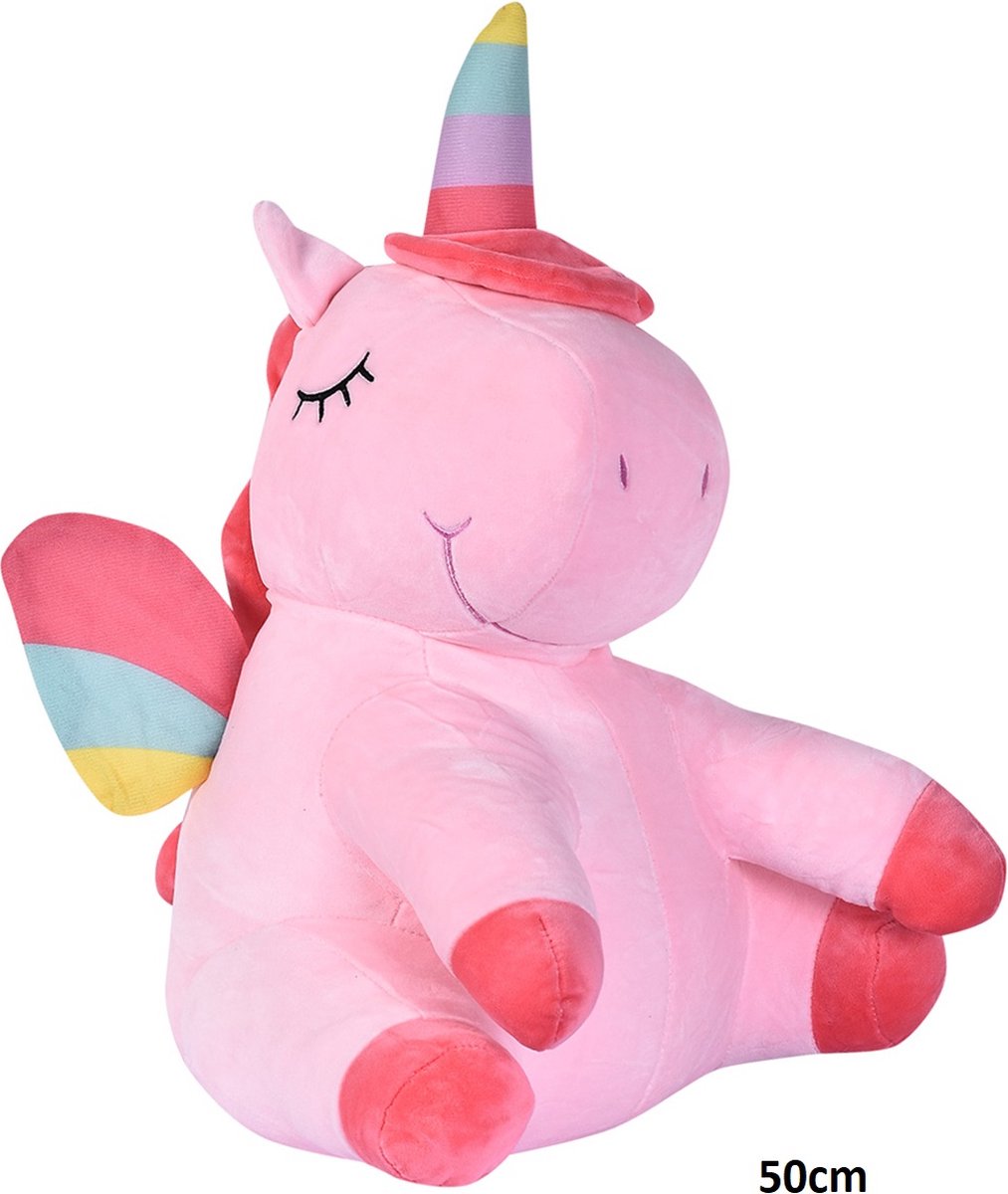 Knuffel Eenhoorn XL - Pluche - 50 cm - Roze