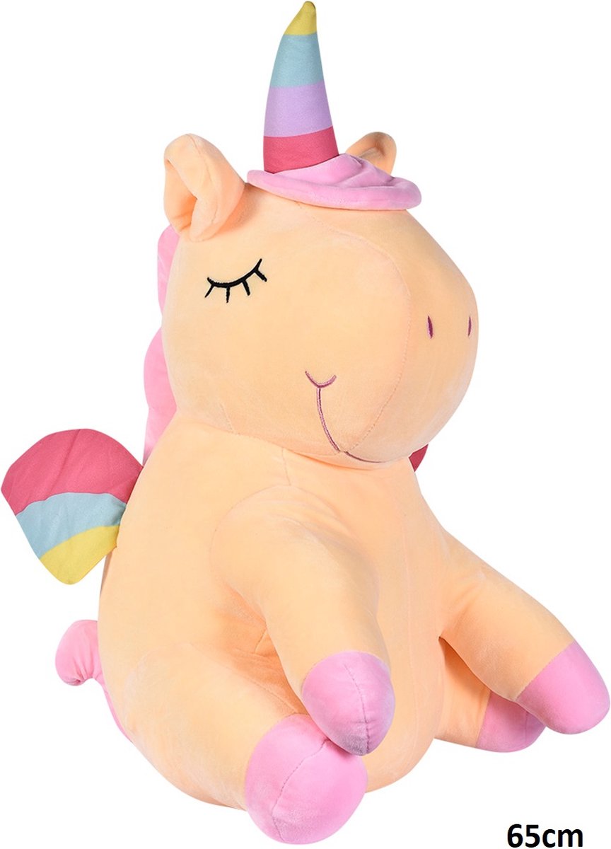 Knuffel Eenhoorn XXL - Pluche - 65 cm - Geel