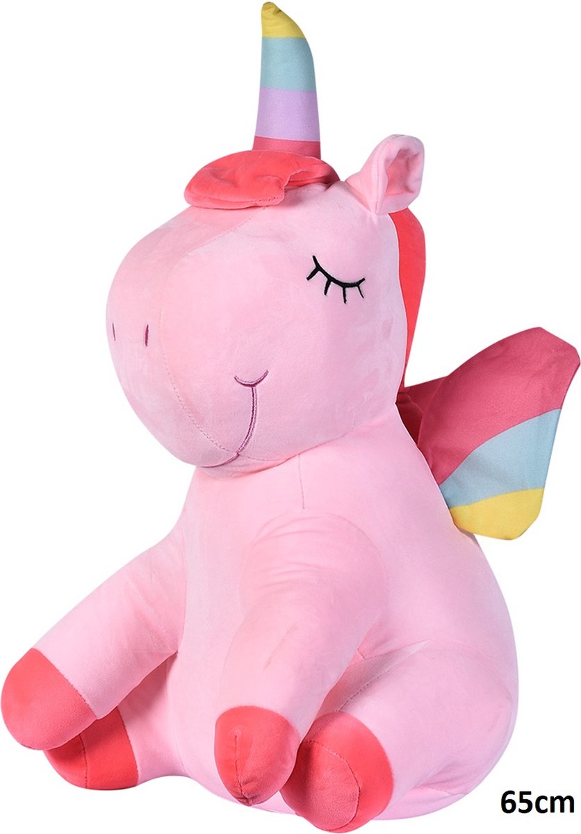 Knuffel Eenhoorn XXL - Pluche - 65 cm - Roze