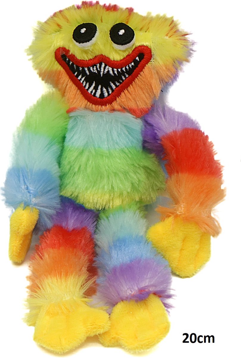 Knuffel Huggy Wuggy - Pluche - Lengte 20 cm - Regenboog