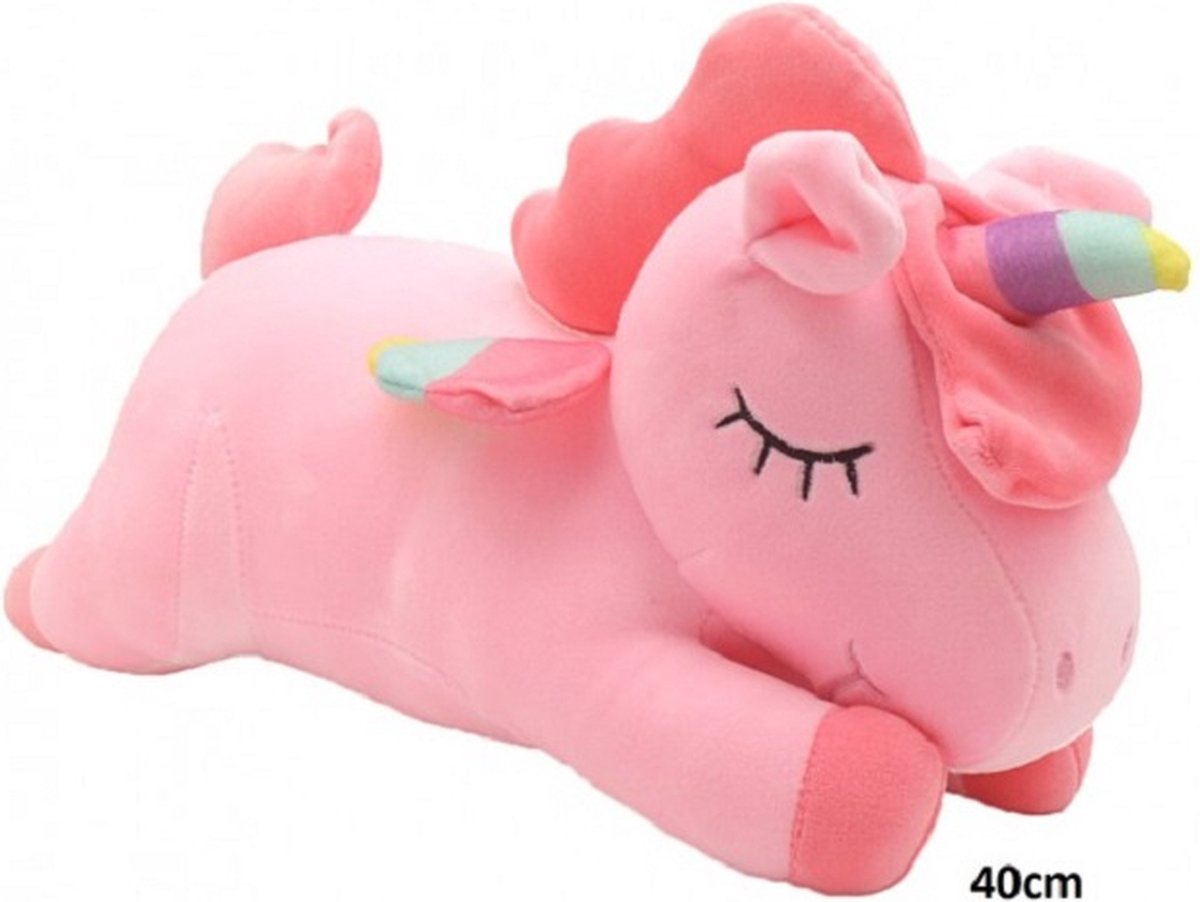 Knuffel Slapende Eenhoorn - Pluche - 40 cm - Roze