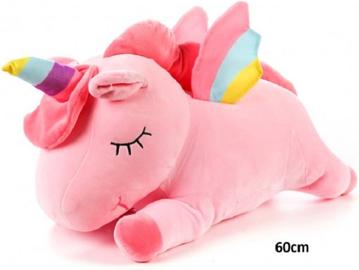 Knuffel Slapende Eenhoorn - Pluche - 60 cm - Roze