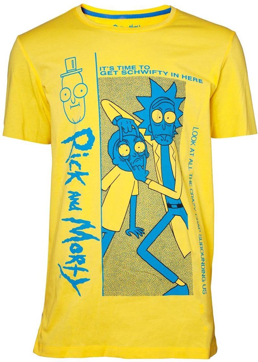 Rick and Morty Heren Tshirt -S- Crazy Crap Geel