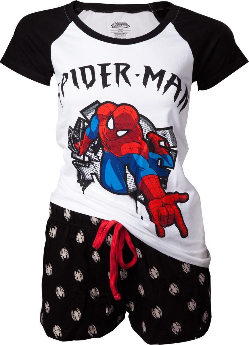 Spiderman - Womens Shortama Spiderman Shoots - XS