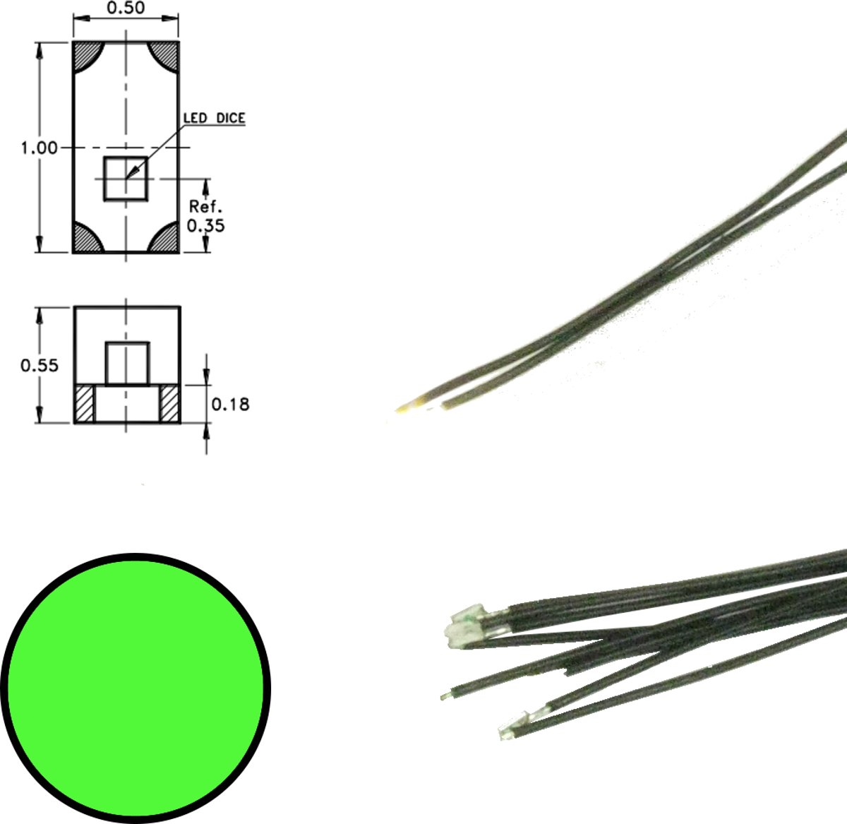 DR60090 Groene Led aan draad (5 stuks)