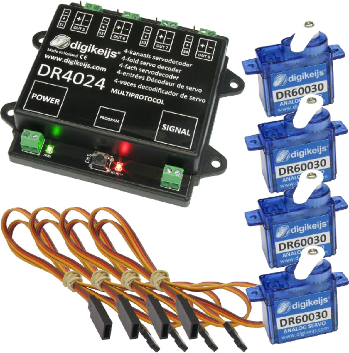 Digikeijs DR4024 servo decoder startset met 4 servos