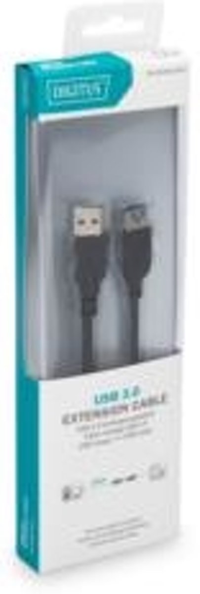 Digitus 1.8m, 2xUSB3.0-A USB-kabel 1,8 m USB A Mannelijk Zwart