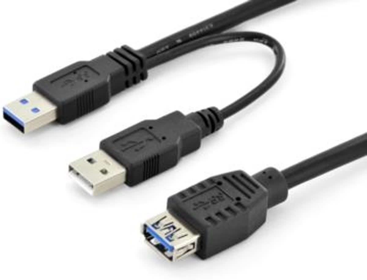 Digitus 84160 0.3m USB A 2 x USB A Mannelijk Vrouwelijk Zwart USB-kabel