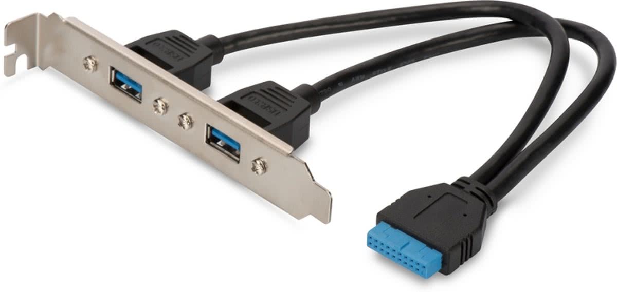 Digitus AK-300306-002-S 2 x IDC (10-pin) 2 x USB Zwart, Zilver kabeladapter/verloopstukje