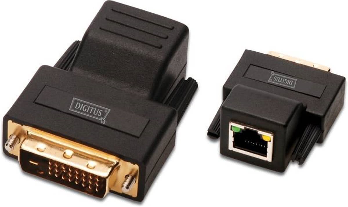 Digitus DS-54101 RJ-45 F DVI-D M Zwart kabeladapter/verloopstukje