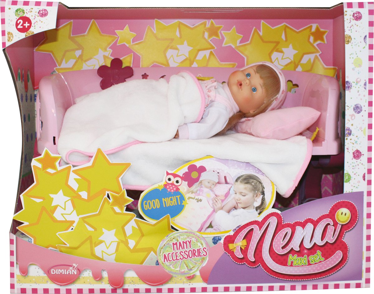 Babypop Nena 36cm met Bedje en Accessoires