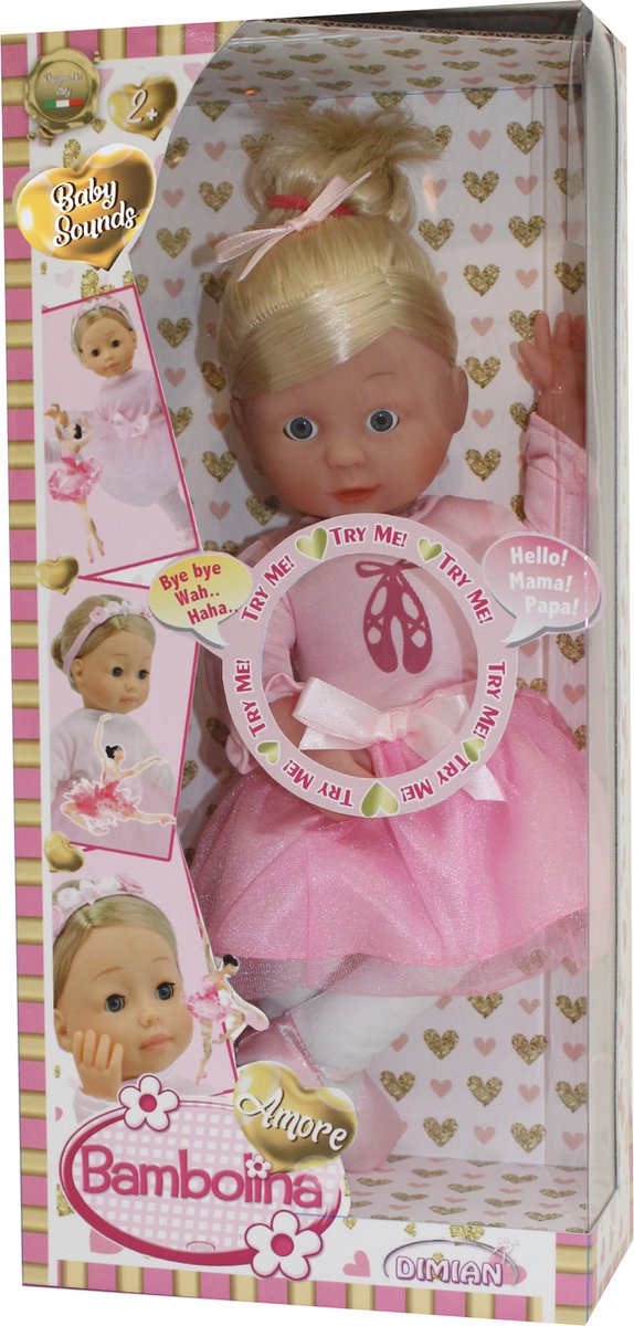 Pop Soft Ballerina met babygeluidjes - Amore - 35 cm