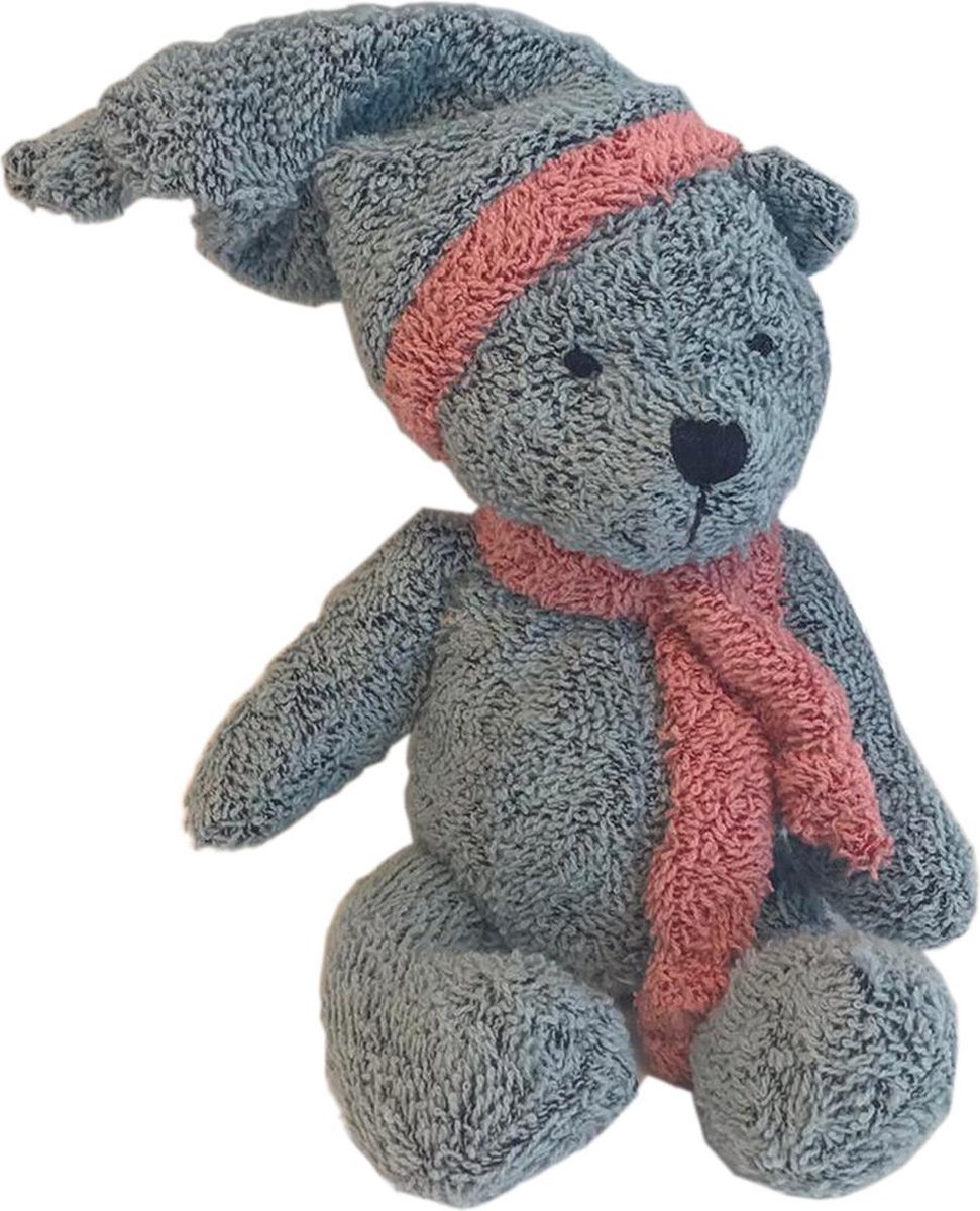 Dimpel badstof knuffelbeertje blauw 23cm