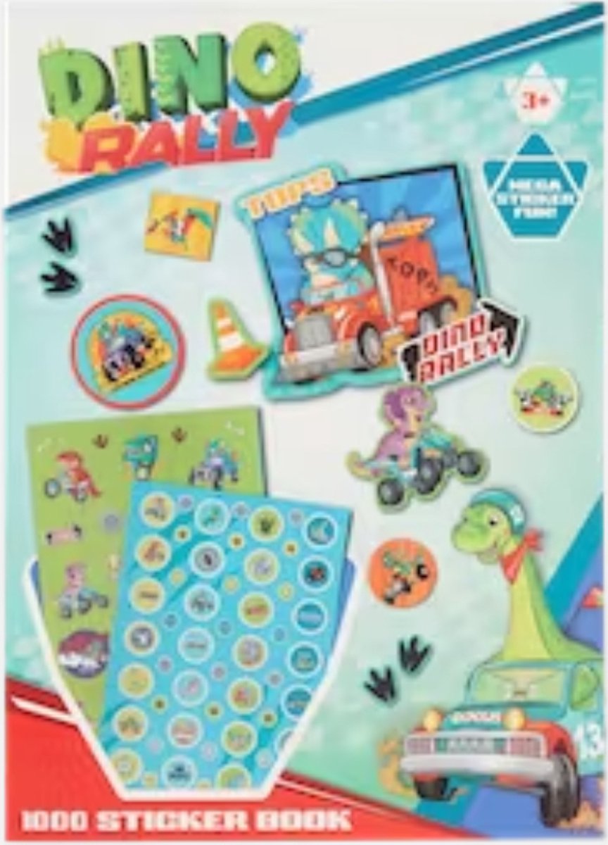 Stickerboek DINO RALLY vol met 1000 stickers