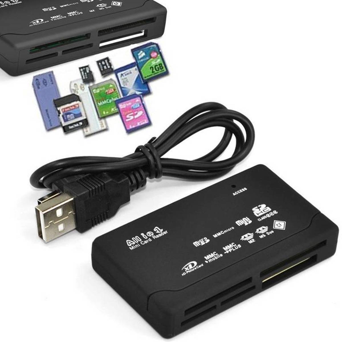 Geheugenkaart lezer - kaartlezer - cardreader - multifunctioneel - USB - extern - CF - MS - TF - M2 - (micro) SD - memory card reader - DisQounts