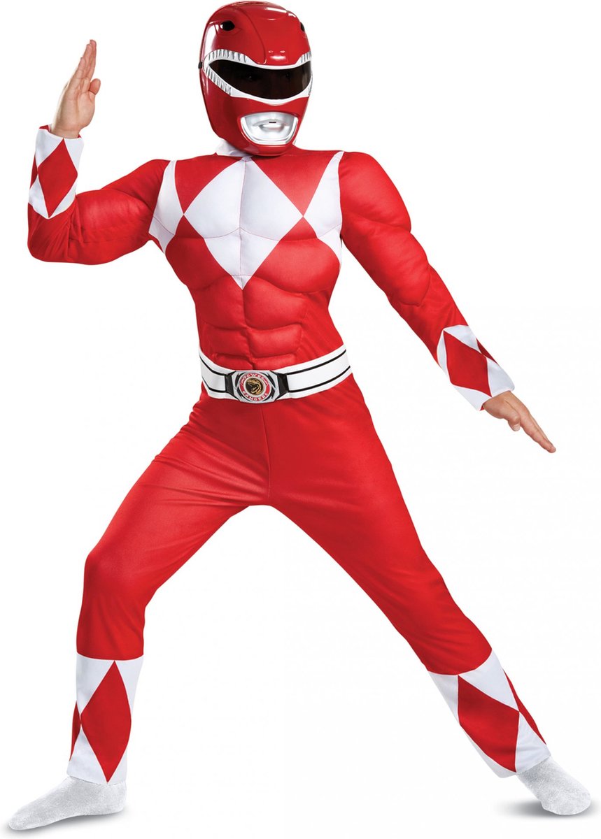 DISGUISE - Rood Power Rangers-kostuum voor kinderen - 122/134 (7-8 jaar)